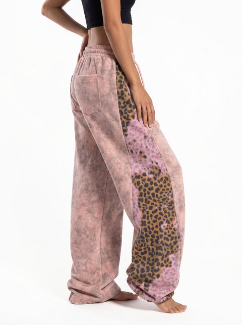 Leopard Patchwork Rivet Sweatpant