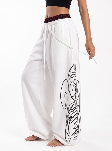 Red Leopard | White Frost | Black Air Dual Waist Cotton Sweatpants