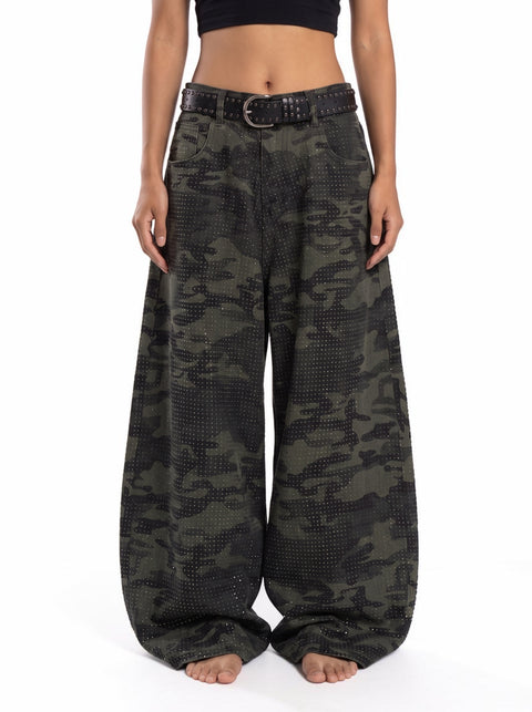 Rhinestone Camo Utility Cargo Pant