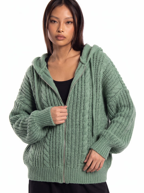 Chunky Knit Hooded Zipper - Cozy Limited Edition