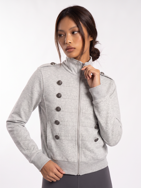 Ornate Round Filigree Zip-Up Jacket - Gray
