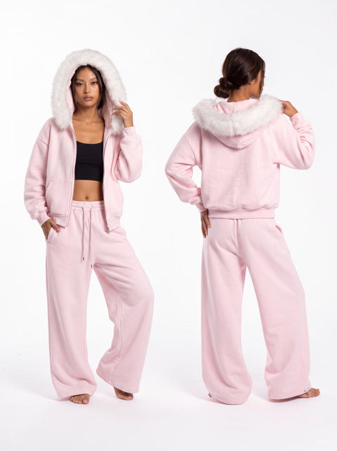 Baby-Pink Detachable Fur-Trim Full Body Set