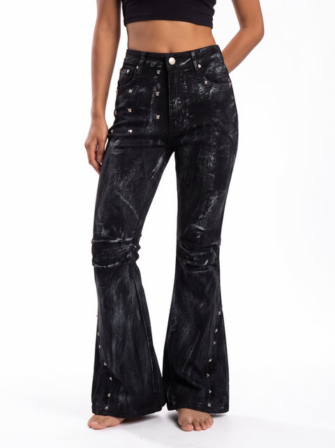 Aftershock Ink-Splatter Flare Jeans