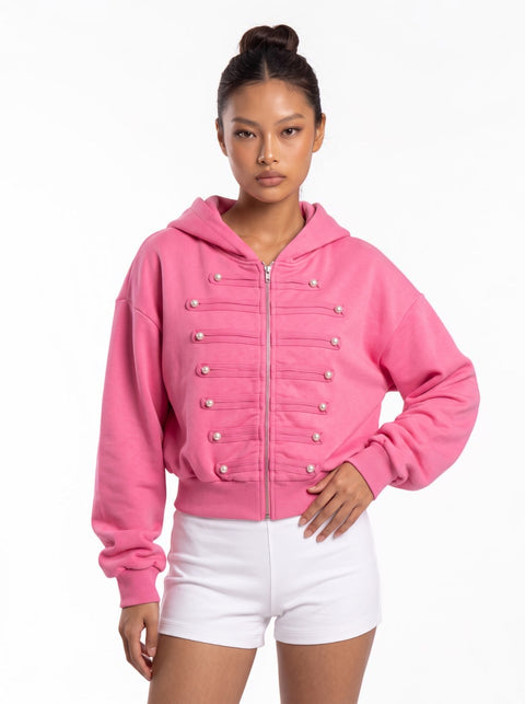 Regalia Military-Trim Cropped Hoodie