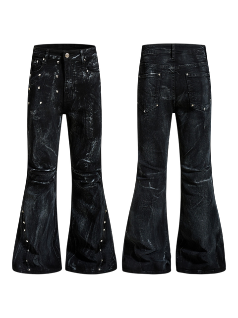 Aftershock Ink-Splatter Flare Jeans