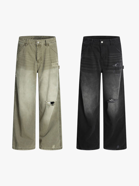 GKIKZ DUAL FADE RIPSTOP WIDE-LEG DENIM