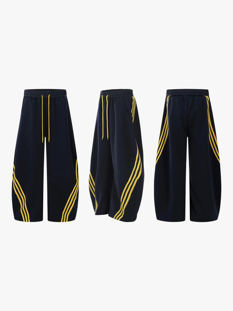 GKIKZ CLASSIC TRI-STRIPE SCIMITAR DRAWSTRING ULTRA-WIDE PANTS