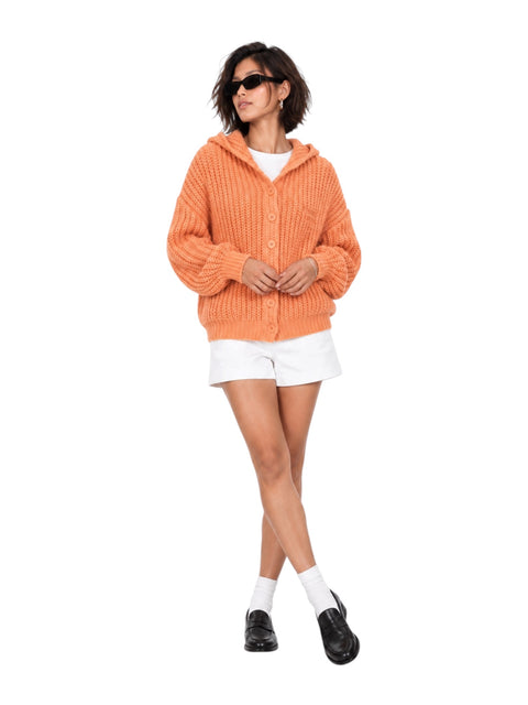 Chunky Hooded Button Cardigan