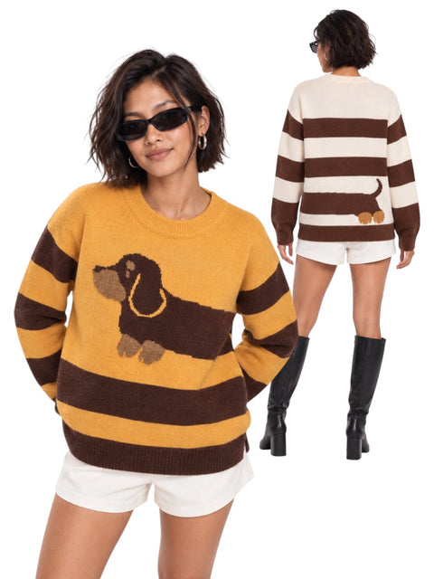 Dachshund Stripe Crewneck Sweater