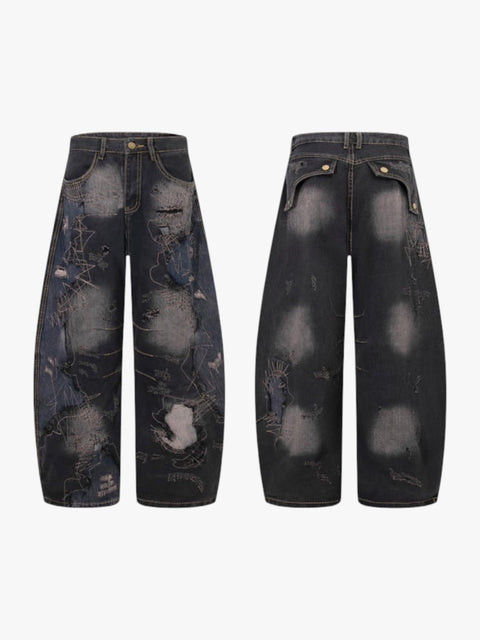GKIKZ RECKLESS STITCH HEAVY-DISTRESSED JEANS