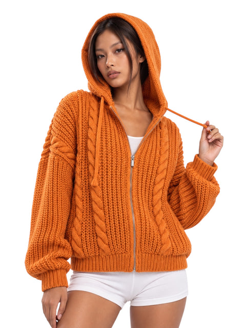 Chunky Knit Hooded Zipper - Cozy Limited Edition