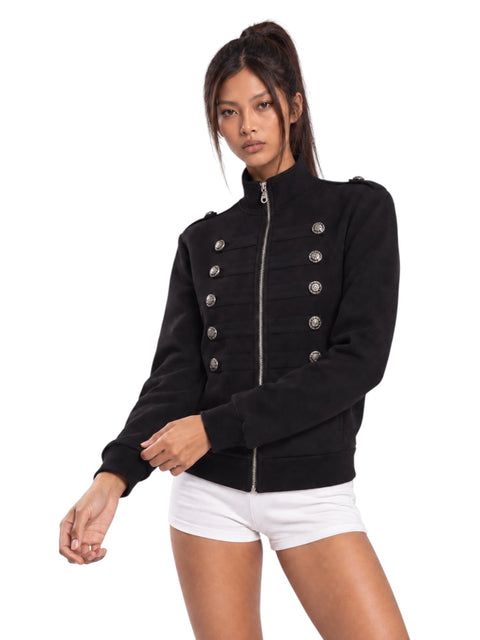 Ornate Round Filigree Zip-Up Jacket - Black