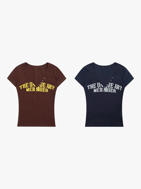 GKIKZ RETRO V-NECK SLIM FIT TEES