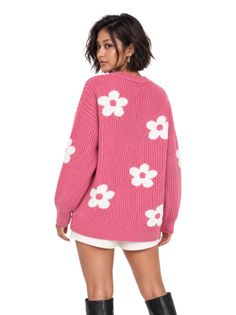 Daisy Jacquard Rib-Knit Sweater