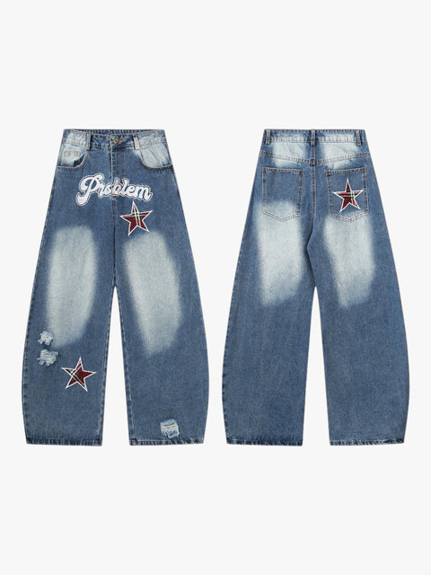 GKIKZ "STAR ISSUE" WIDE-LEG DENIM PANTS