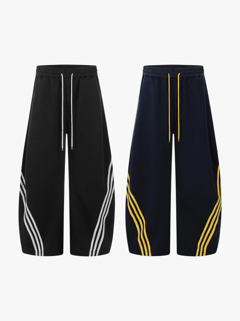GKIKZ CLASSIC TRI-STRIPE SCIMITAR DRAWSTRING ULTRA-WIDE PANTS