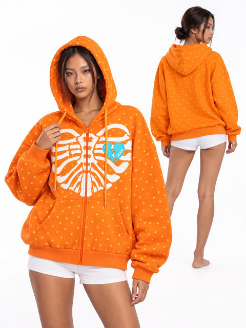 Heartbreak Skeleton Zip Hoodie