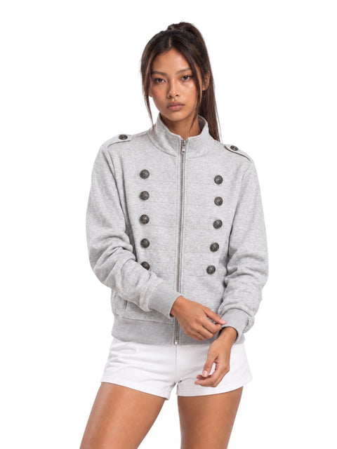 Ornate Round Filigree Zip-Up Jacket - Gray