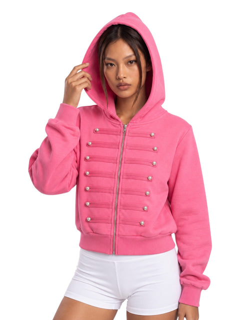 Regalia Military-Trim Cropped Hoodie