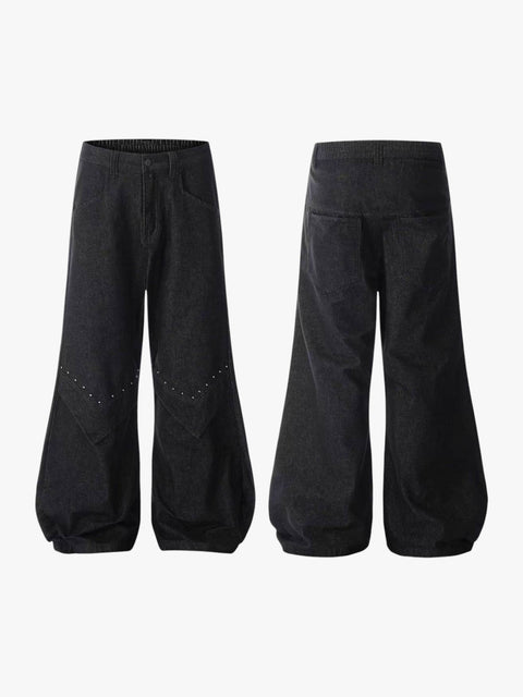 GKIKZ STUDDED SILHOUETTE BAGGY WIDE-LEG DENIM