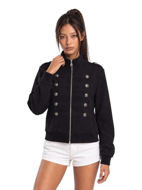 Ornate Round Filigree Zip-Up Jacket - Black