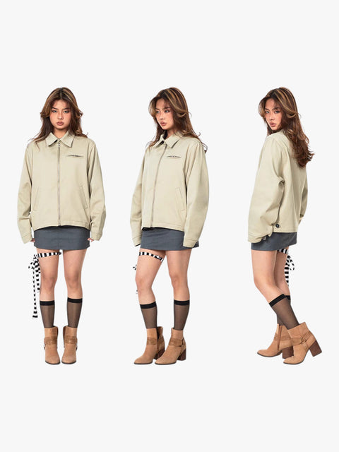 GKIKZ RETRO SOLID COLORS SHORT LAPELS JACKET