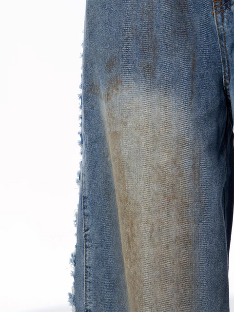GKIKZ DISTRESSED WIDE-LEG DENIM JEANS
