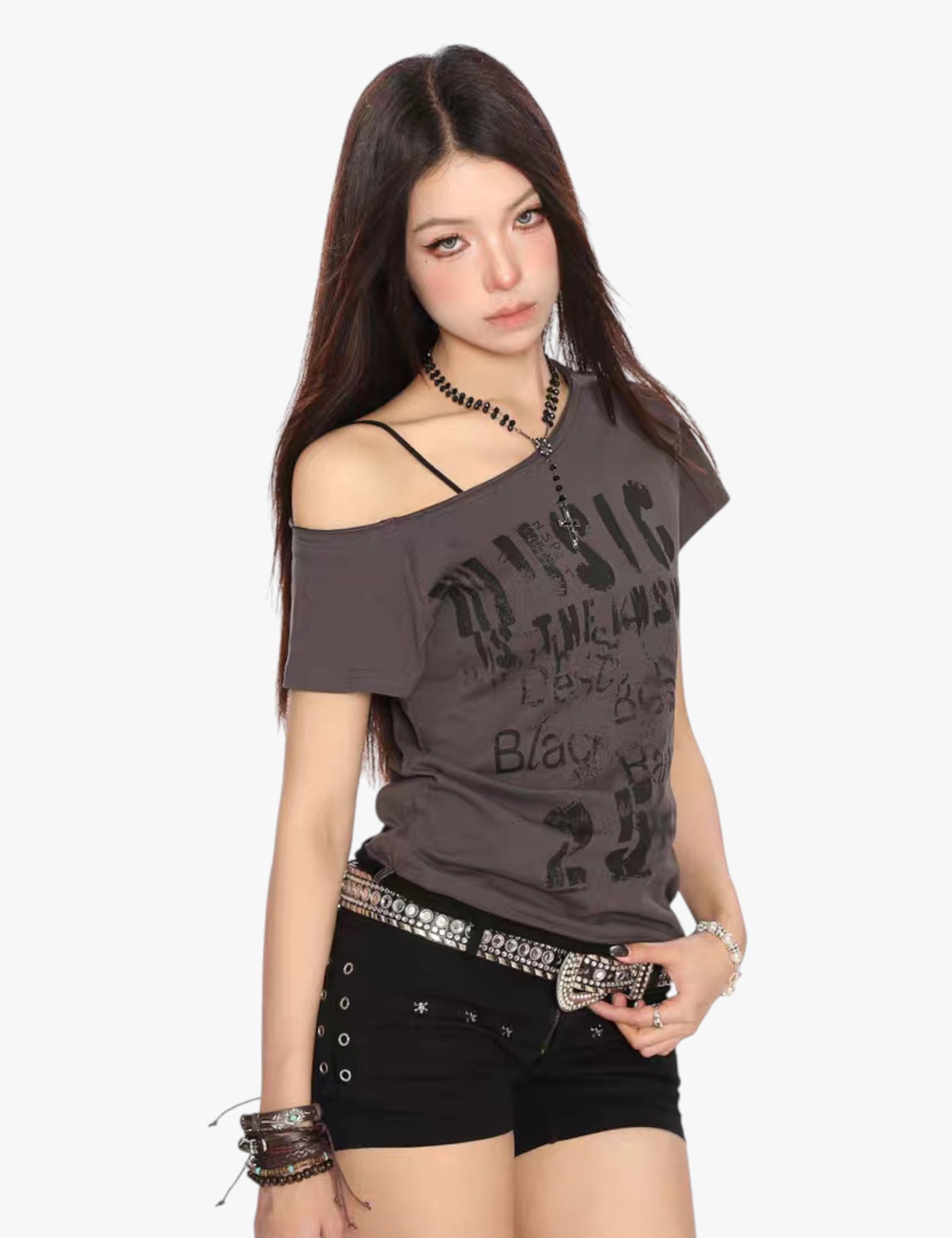 GKIKZ "MUSIC IS THE ANSWER" OFF-SHOULDER TEES