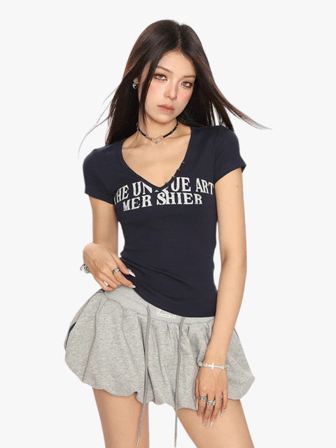 GKIKZ RETRO V-NECK SLIM FIT TEES