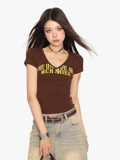 GKIKZ RETRO V-NECK SLIM FIT TEES