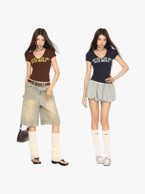 GKIKZ RETRO V-NECK SLIM FIT TEES