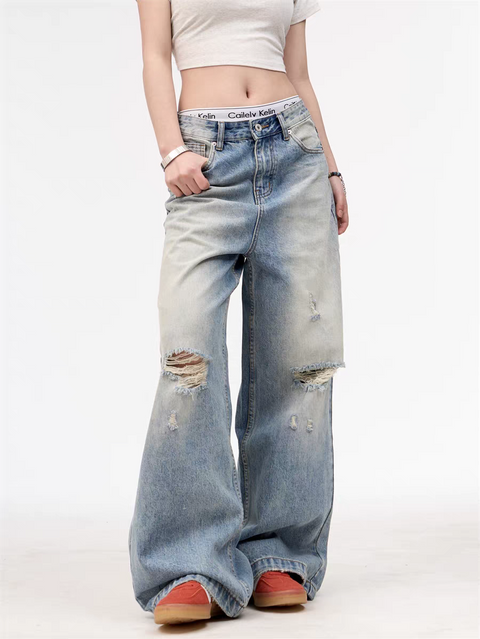 GKIKZ WASHED-OUT WIDE-LEG HEAVY DENIM