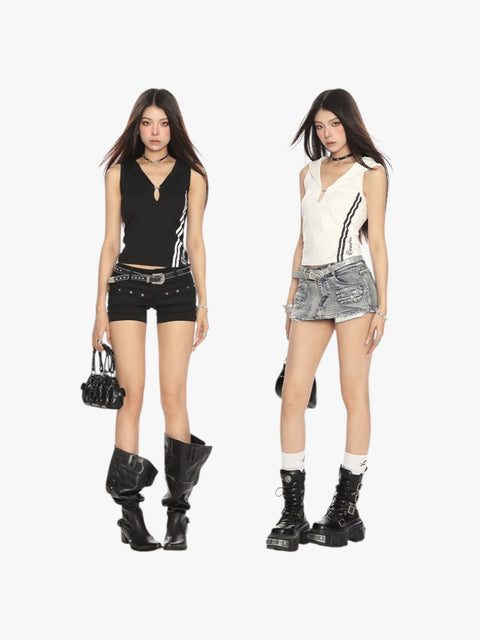 GKIKZ CAT V DEEP HOODED SLIM-FIT TOP