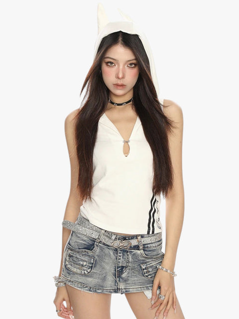 GKIKZ CAT V DEEP HOODED SLIM-FIT TOP