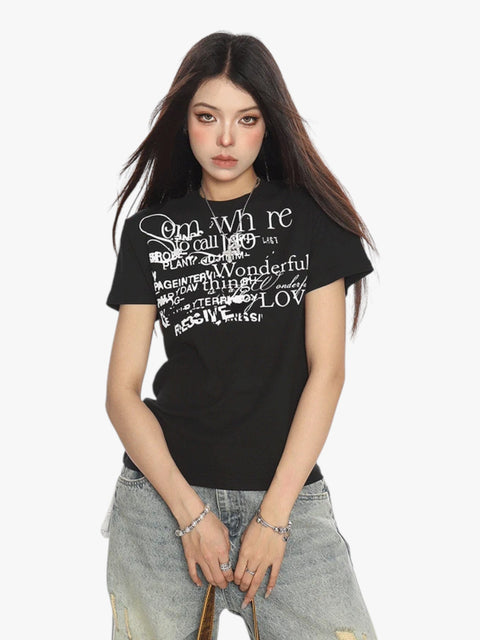 GKIKZ ABSTRACT TEXT GRAPHIC TEES