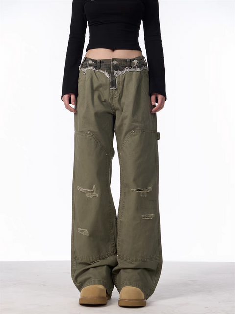 GKIKZ DISTRESSED UTILITY CARGO PANTS