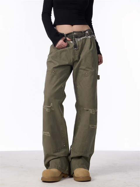 GKIKZ DISTRESSED UTILITY CARGO PANTS