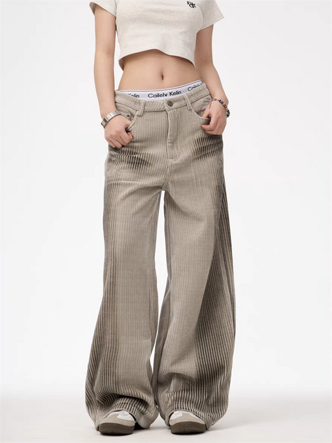 GKIKZ CORDUROY LUXE WIDE-LEG PANTS