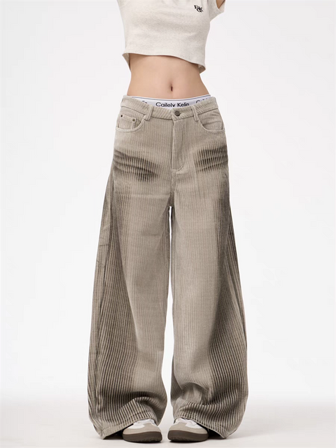 GKIKZ CORDUROY LUXE WIDE-LEG PANTS