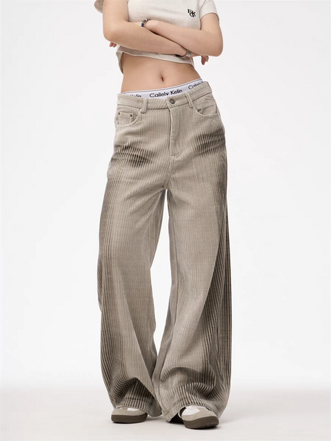 GKIKZ CORDUROY LUXE WIDE-LEG PANTS
