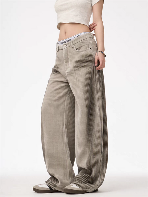 GKIKZ CORDUROY LUXE WIDE-LEG PANTS