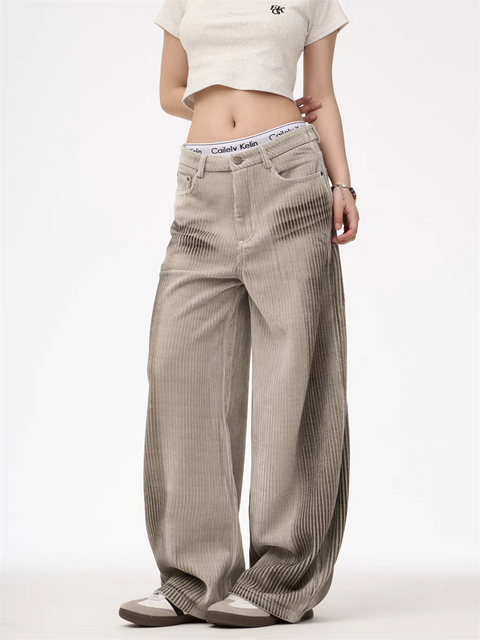 GKIKZ CORDUROY LUXE WIDE-LEG PANTS