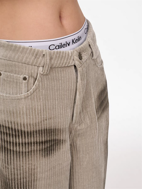 GKIKZ CORDUROY LUXE WIDE-LEG PANTS