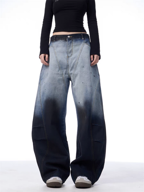 GKIKZ DUAL-TONE WASHED WIDE-LEG PANTS