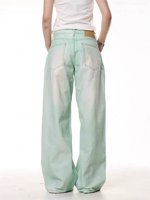 GKIKZ MINT WASHED WIDE-LEG DENIM PANTS