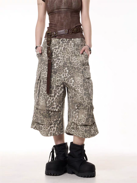 GKIKZ LEOPARD WILDCARD UTILITY JORTS