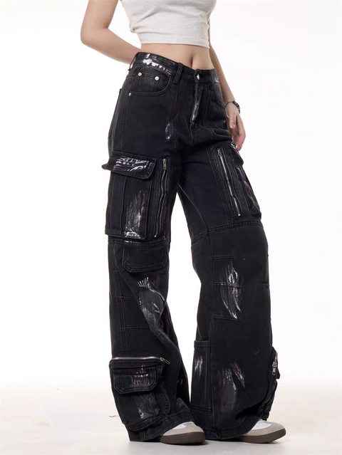 GKIKZ GRUNGE GEAR ZIPPED UTILITY PANTS