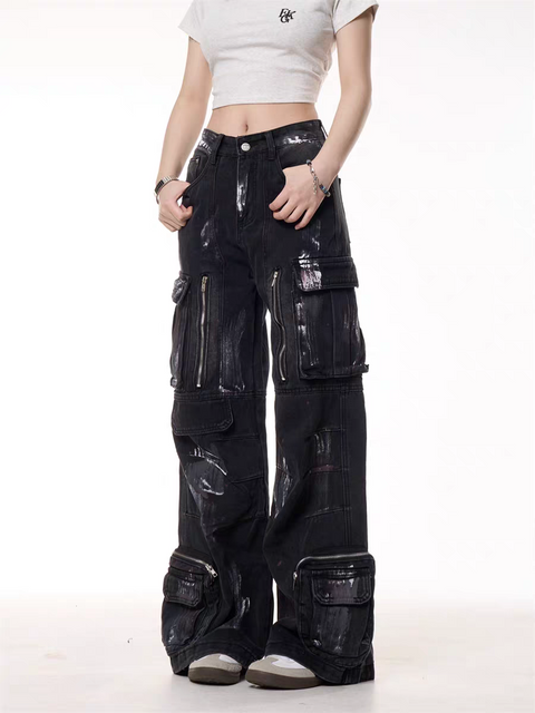 GKIKZ GRUNGE GEAR ZIPPED UTILITY PANTS