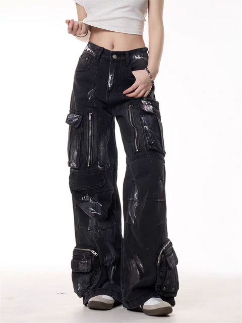 GKIKZ GRUNGE GEAR ZIPPED UTILITY PANTS