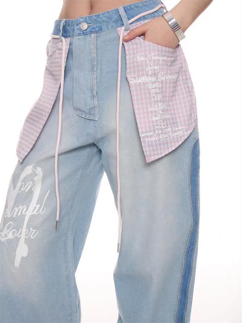 GKIKZ PASTEL REBEL WIDE-LEG JEAN PANTS